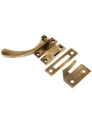Solid Brass Window Lock Casement Fastener in Antique Brass.